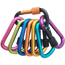 Locking Carabiner, 8-colors Premium Aluminum Alloy D-ring Carabiner Clips for Outdoor, Camping, Hiking, Traveling, Fishing, Backpack, (8 pcs)