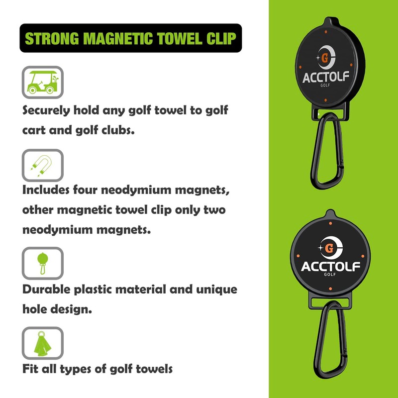ACCTOLF Magnetic Clip for Golf Towel, Magnetic Golf Towel Clip