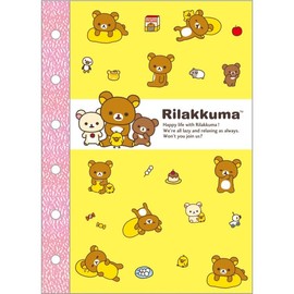 San-X Rilakkuma 6-Hole Sealing Notebook, Sticker Collection, Refill, Compatible with 6-Ring Binders