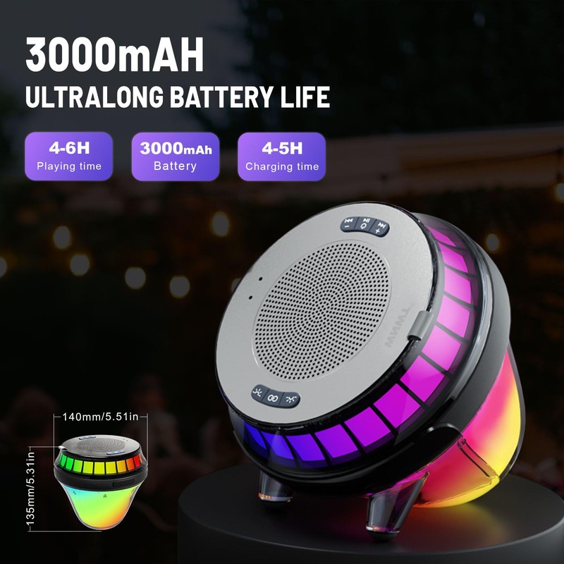 EMPERSTAR Floating Speaker for Pool with Colorful Lights, IPX7 Waterproof