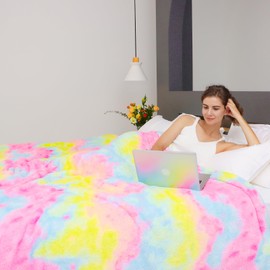 MUGD Lightweight Blanket Fleece Big Blanket Fuzzy Throw Blanket for Bed King Size