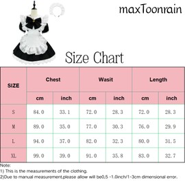 maxToonrain Maid Costume Women French Dress Lolita Valentines Day Gifts Maid Outfit Set for Womens Girls(4PCS)(Black,XL)