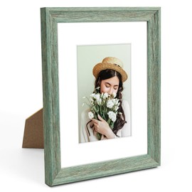 dorado State Art - Marco de fotos verde de 8 x 10 pulgadas con alfombrilla blanca para fotos de 5 x 7 o 8 x 10 pulgadas sin alfombrilla