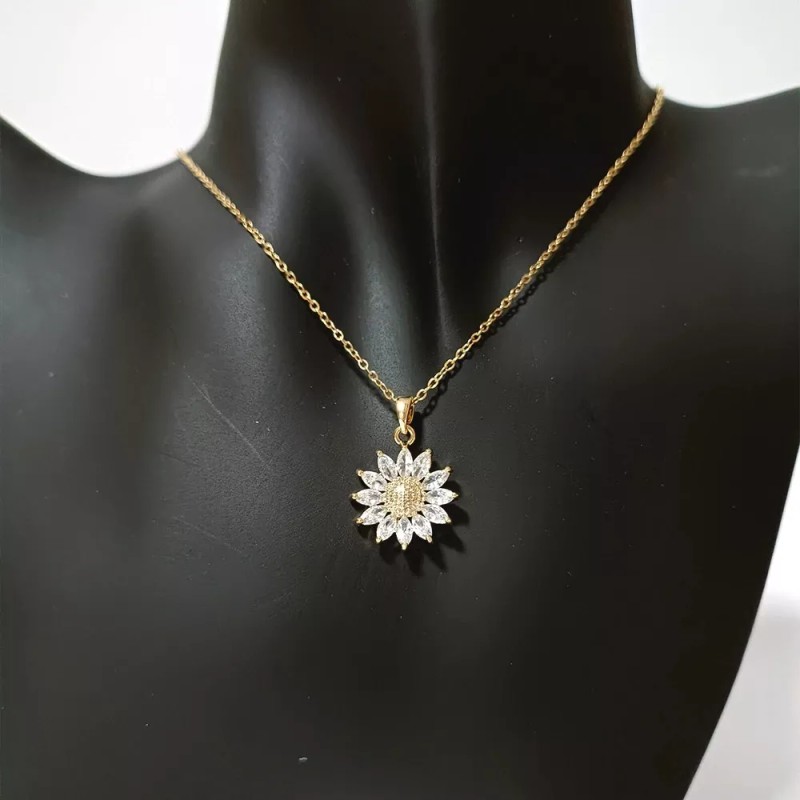 TENDER LIHOME Juego Collar Y Aretes De Girasol Diamantado Cadena