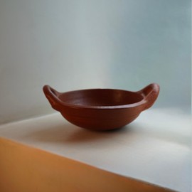 Chandrika Global 8" Clay Cooking Wok/Kadai/Saucepan