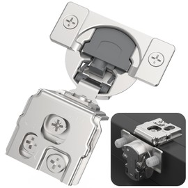 Chibery 50 Pack 1-1/2" Overlay 3D Soft Close Concealed Kitchen Cabinet Hinge for Face Frame Door, Pre-Assembled Easy-on Dowels, Self Closing Hidden Satin Nickel, 105° Open Concealed Stainless Steel