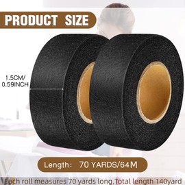 Outus 2 Rolls Hemming Tape Fabric Adhesive Hem Iron on No-Sew Hemming Tape for Pants Each 1/2 Inch(70 Yards Each,Black)
