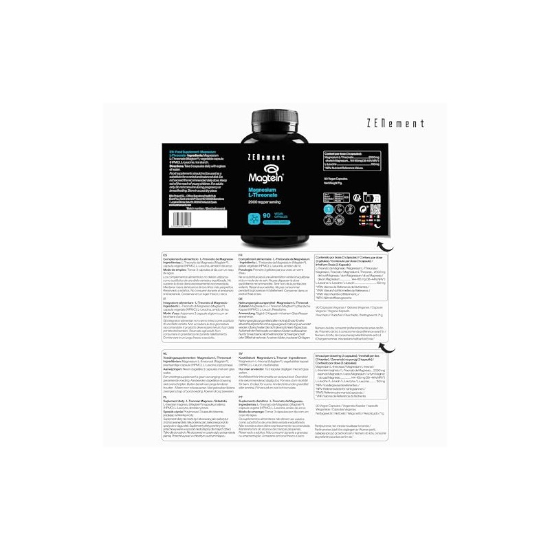 Magnesium L-Threonate - Magtein® - 2000 mg per daily dose