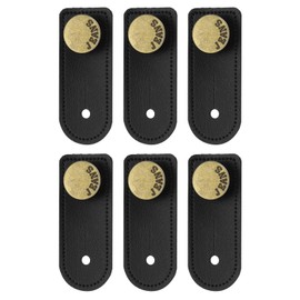 uxcell 6Pcs Button Extenders for Pants, Faux Leather Waist Extenders for Women Men Pant Trousers Jeans (Black, 2.4x1inch)