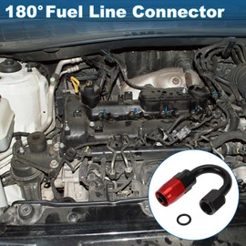 A ABSOPRO Male Flare Reducer Hose Fitting Adapter TF-1001-AN6 180° Fuel Line Connector Aluminum with O-ring Red,Black