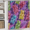 DIPQIMI 4pcs Gummy Bear Illustration Shower Curtain Set with Rugs,