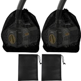 DSHE Pond Pump Mesh Bag 2 Packs 12.2"x 15.9" Pump Barrier Bag with Drawstring, Black Swimming Pool Bags for Pond Biofilters, Aquarium Filtration (12.2"x 15.9")