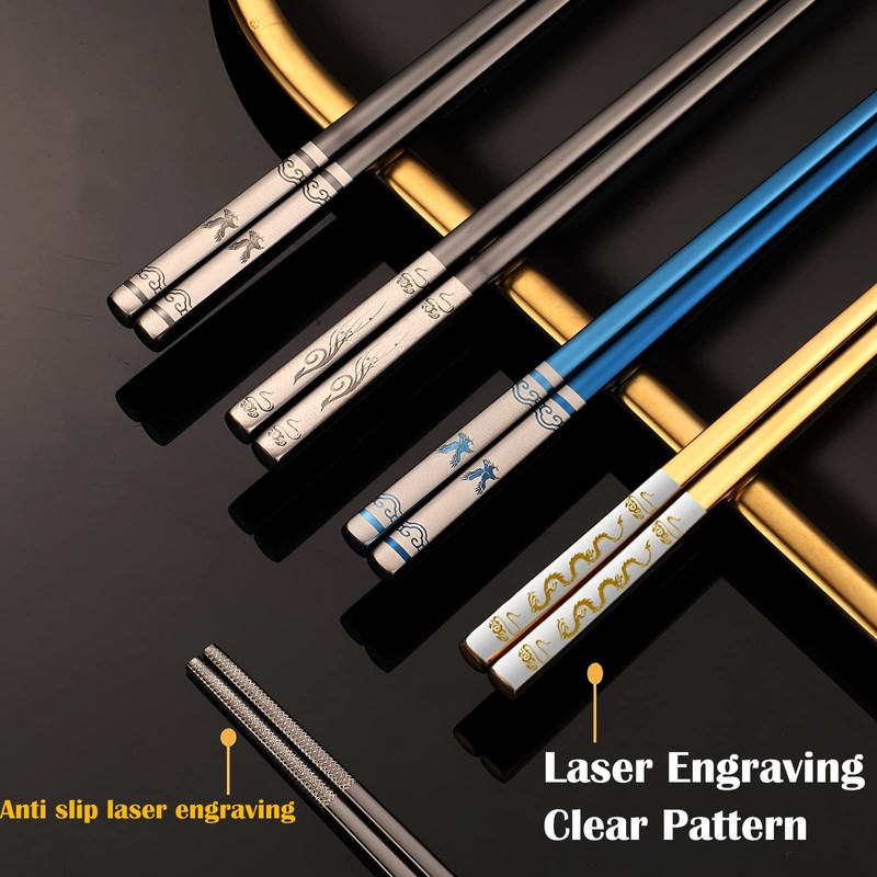 Portable Chopsticks Reusable with Case,Metal Stainless Steel Chopstick with Titanium