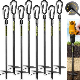 Motovecor 18" Long Ground Anchor Kit Black 18" Ground Anchor Kit 4/8pcs 3" Extended Helix - 8 PACK