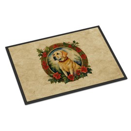 Caroline's Treasures DAC2388JMAT Labrador Retriever Christmas Flowers Doormat Front Door Mat Indoor Outdoor Rugs for Entryway, Non Slip Washable Low Pile, 24H X 36W