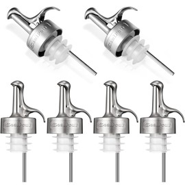 Olive Oil Spouts, Stainless Steel Pour Spout, Olive Oil Pour Spout for Dispenser, Pour Bottle Spouts, Suitable for Beverage,Vinegar and Sauce for Home Kitchen -6PCS