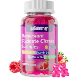 Magnesium Glycinate Gummies 210mg – High Absorption, Sugar-Free Vegan with Vitamin D3 & Zinc – Sleep, Stress, Bone & Memory Support – Raspberry Flavor, 60 Count