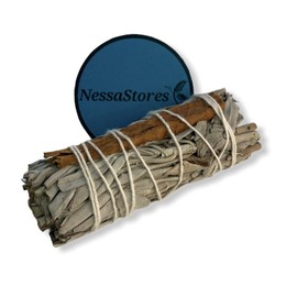 NESSASTORES - White Sage + Cinnamon Smudge Incense 4" Bundle #JC-199 (1 pc)