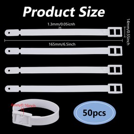 FINGERINSPIRE 50 Pcs White Plastic Luggage Tag Strap with Secure Post and Notch Buckle PVC Suitcase Name Tag Holders Replacement Loop Belts Strap for Backpacks ID Card Travel Hanging Accessories