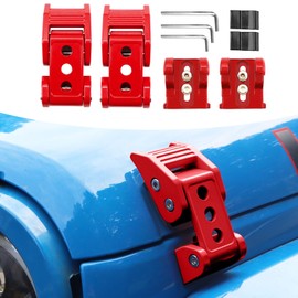 Brangstak Hood Latchs Aluminum Hood Latch Kit for 2007-2018 Jeep Wrangler JK JKU and 2018-2024 Jeep Wrangler JLJLU Gladiator 2 Door and 4 Door (red)