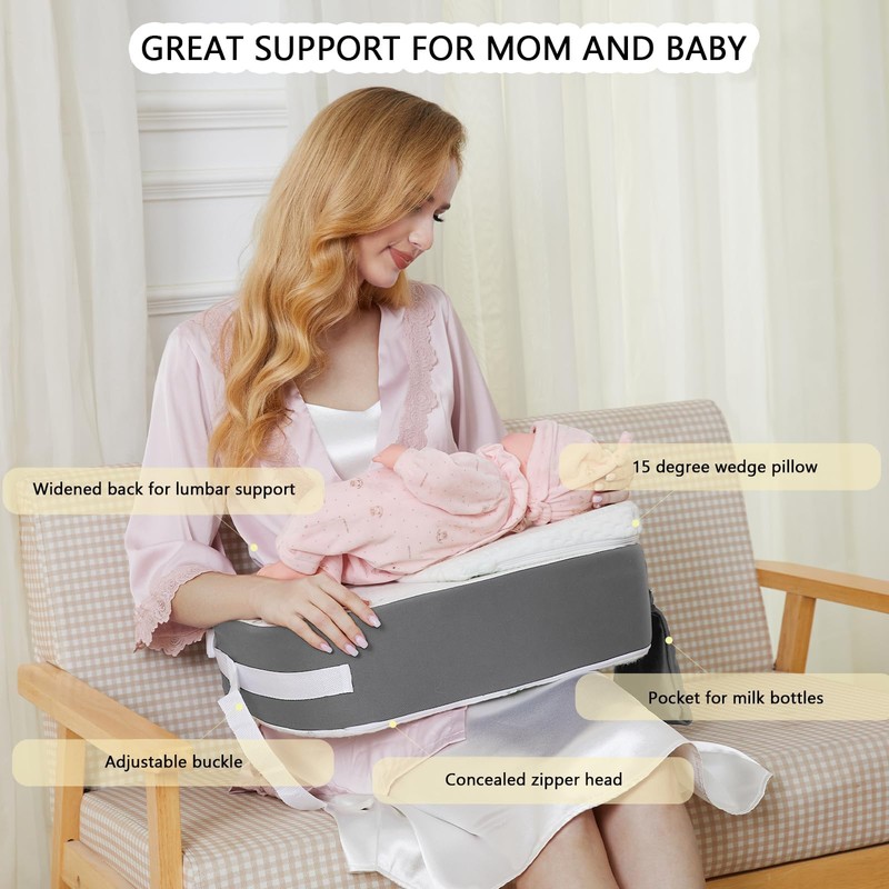Dresime Nursing Pillow for Breastfeeding Pillows with Removable Wedge Pillow