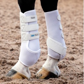 Masta Air-Flux Support Horse Boots - Schooling Training Neoprene Wrap Boot with 3D AirMesh for Horses - Soft & Comfort Extremely Lightweight Legs Protectors - Set of 2 - White, Size Cob