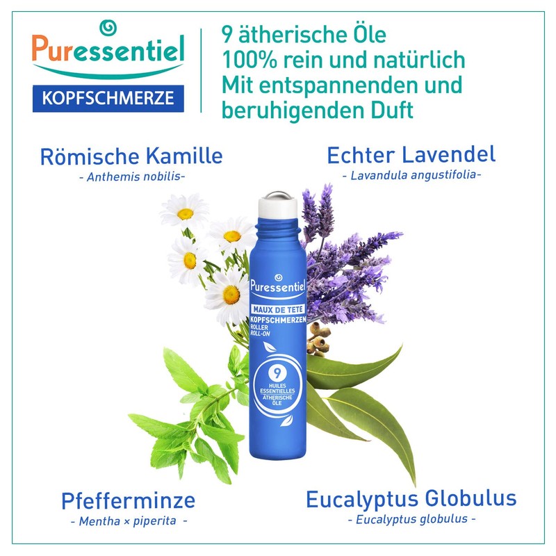 Puressentiel – Alltagsbeschwerden - Kopfschmerzen-Roll-on mit 9 ätherischen Ölen -