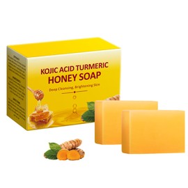 IREV Koji Acid Soap for Dark Spots, Honey Turmeric Soap for Face and Body, Turmeric Bath Soap Bars for Acne Face Bar Deep Cleansing Face Wash, Gentle Soap Bar for All Skin 200g