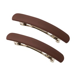 OFIYOU 2 Pack Curved Matte French Barrettes for Thick & Fine Hair, 3.54 inches, Hair Grip No Slip Grip, Ponytail, Workouts, Chic Styling Hairpins (Brown)