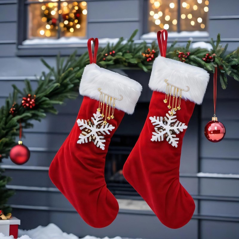 Suncalla 2 Pcs Christmas Santa Claus Boots Brass Bells