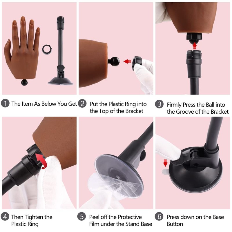 Practice Hand for Acrylic Nails with Stand Bracket, Silicone Fake