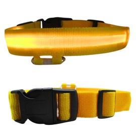 GadgetPawsUSA - LED Dog Collar - USB Rechargeable Light Up Collar with Waterproof Design + 3 Lighting Modes - Illuminated Safety Collar - Yellow (Medium Size)