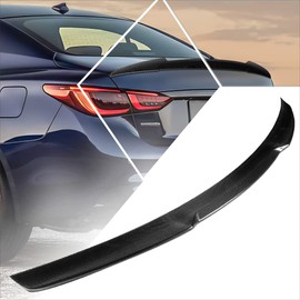 Real Carbon Fiber V-Style Rear Trunk Lid Spoiler Wing Compatible with 14-21 Infiniti Q50