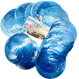 Lmlliang 20pc 2Inch Round Capiz Sea Shells,2 Holes Capiz Shells,for Home Decor,Wind Chimes,Jewelry Making Crafts Decoration (Blue)