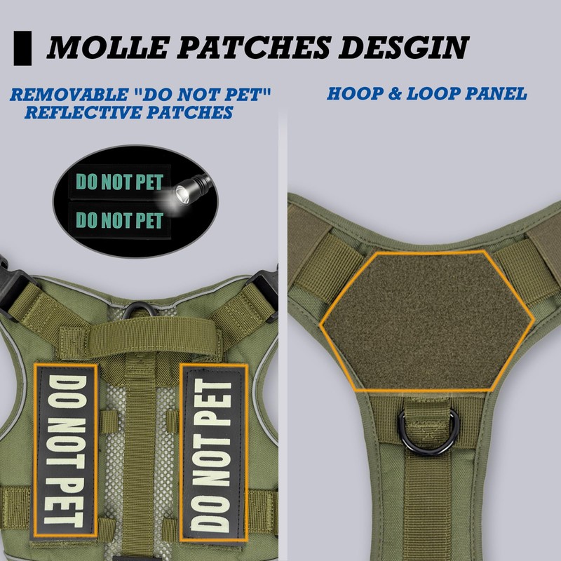 DNALLRINO Tactical Dog Harness for Medium and Large Breeds, Air
