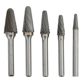 L Type 5pcs Carbide Rotary Burr Set Double Cut 6mm Shank Rotary Files for Engraving Polishing Grinding