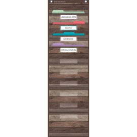 Teacher Created Resources Dark Wood 10 Pocket File Storage Pocket Chart (14" x 58") (TCR20331)