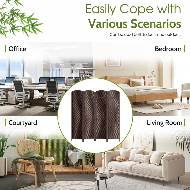 FDW Room Divider Folding Privacy Divider 6 Ft Indoor Wall