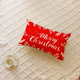 Ogiselestyle Merry Christmas Eucalyptus Mistletoe Wreath Red Throw Pillow Cover, 12 x 20 Inch Winter Xmas Holiday Cushion Case Decoration for Sofa Couch