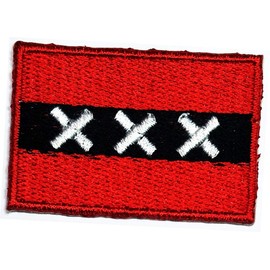 Amsterdam National Flag Patches Size Mini 1.1X1.6 inches. Amsterdam Country Flag Military Tactical Embroidered Patch Embroidery Iron On Sewing Logo Jacket Polo T- Shirt Hat Backpacks (05)