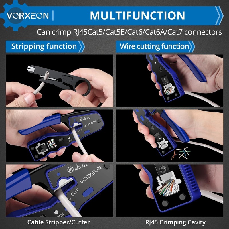VORXEON RJ45 Crimp Tool Kit Ethernet Cat 6 Crimping Tool