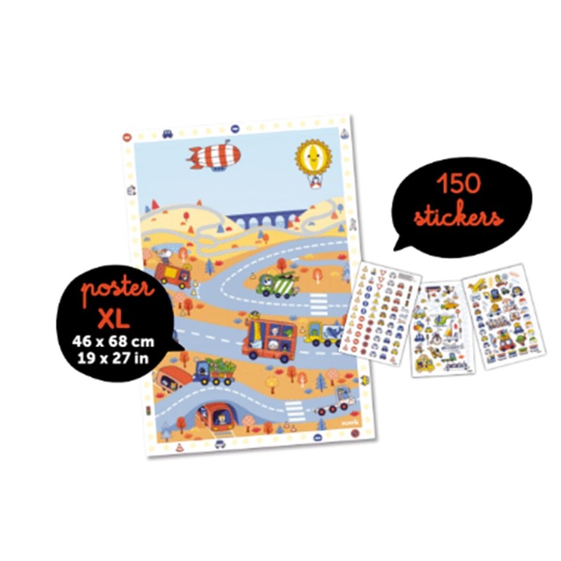 POPPIK 1841285 Sticker Poster, Vehicles, Creative Poster with Removable Stickers,