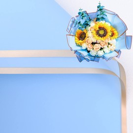 20 Sheets Pure color rose gold edge Flower Wrapping Paper,Florist Bouquet Supplies,DIY Crafts,Gift Packaging or Gift Box Packaging, Wraps Waterproof Floral Wrapping Paper 22.8x22.8Inch (Sky Blue)