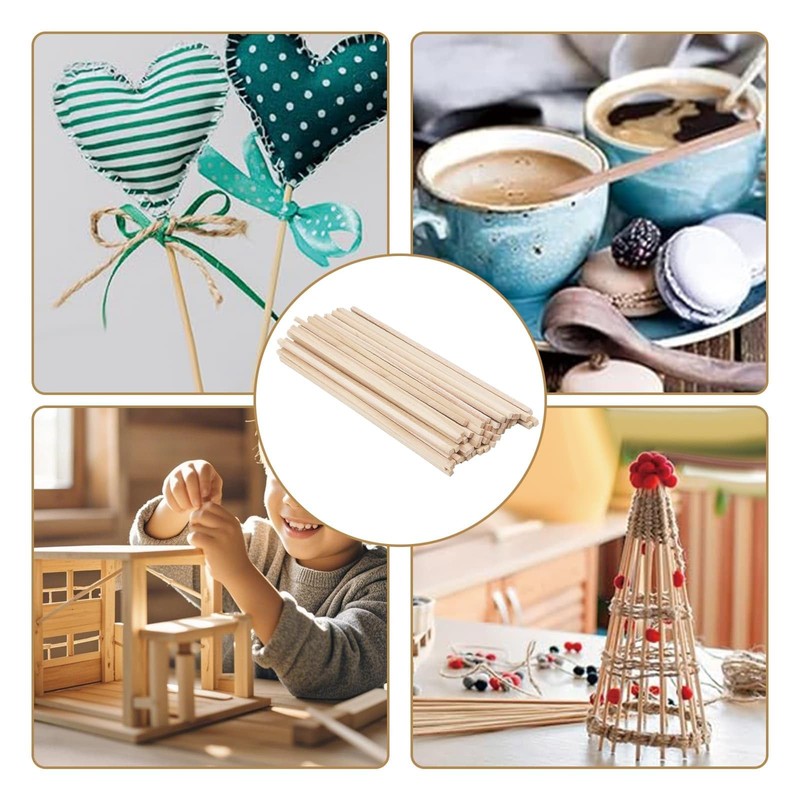 50 PCS Square Wooden Sticks for Craft with Wear Resistant
