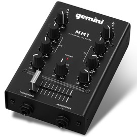 Gemini Portable 2-Channel DJ Mixer – Pocket-Sized Mini Audio Mixer with RCA, Mic & Headphone Jacks, Pro Crossfader & EQ – Compact Mixer for Beginners & Mobile DJs On-the-Go (MM1)