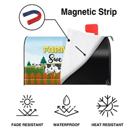 TOUNER Farm Sweet Farm Mailbox Covers, Funny Cow Magnetic Letter Box Wrap, Cow Post Letter Box Decor for Outdoor Garden Yard Farmhouse Country, Mailbox Decor Gifts for Friends Neighbors New Homeowners