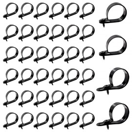 VooGenzek 40 Pieces 30 mm (6/5 Inch) Nylon R-Type Cable Holder, Cable Clip Wire Clamp with 40 Pieces Screws for Wire Management (Black)