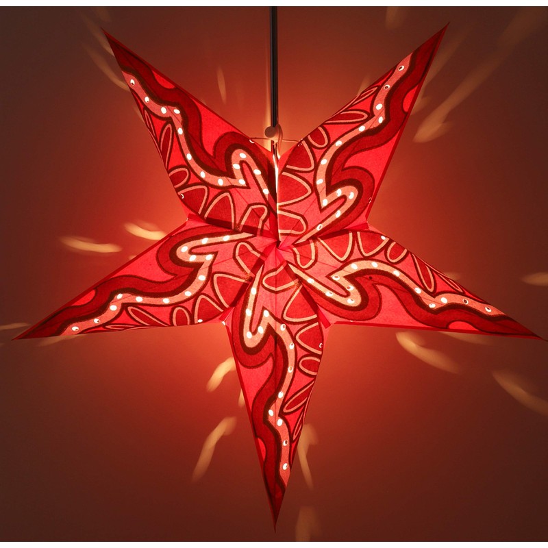 Guru-Shop Foldable Advent Light Paper Star, Christmas Star, Mercury Red,