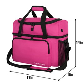 LARIPOP Bowling Ball Bag 2 Ball Bowling Bag with Double Ball Holder - Fits Bowling Shoes Up to Mens Size 16 and Accessories,Rose Red