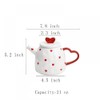 Gaolinci Red Heart Ceramic Teapot, 21 Oz Watter Pot, Flower